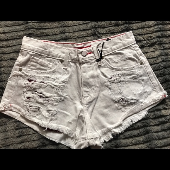 White Denim Shorts - Picture 5 of 6