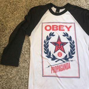 OBEY baseball shirt, quarter sleeves