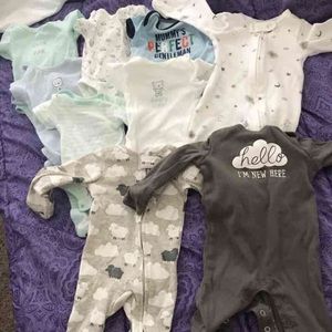 Newborn set of 9 + pacifiers, pampers & pants
