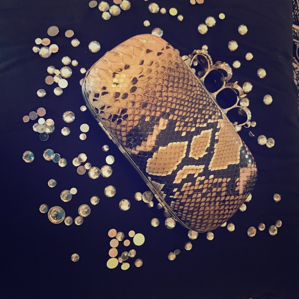 Faux snake skin clutch
