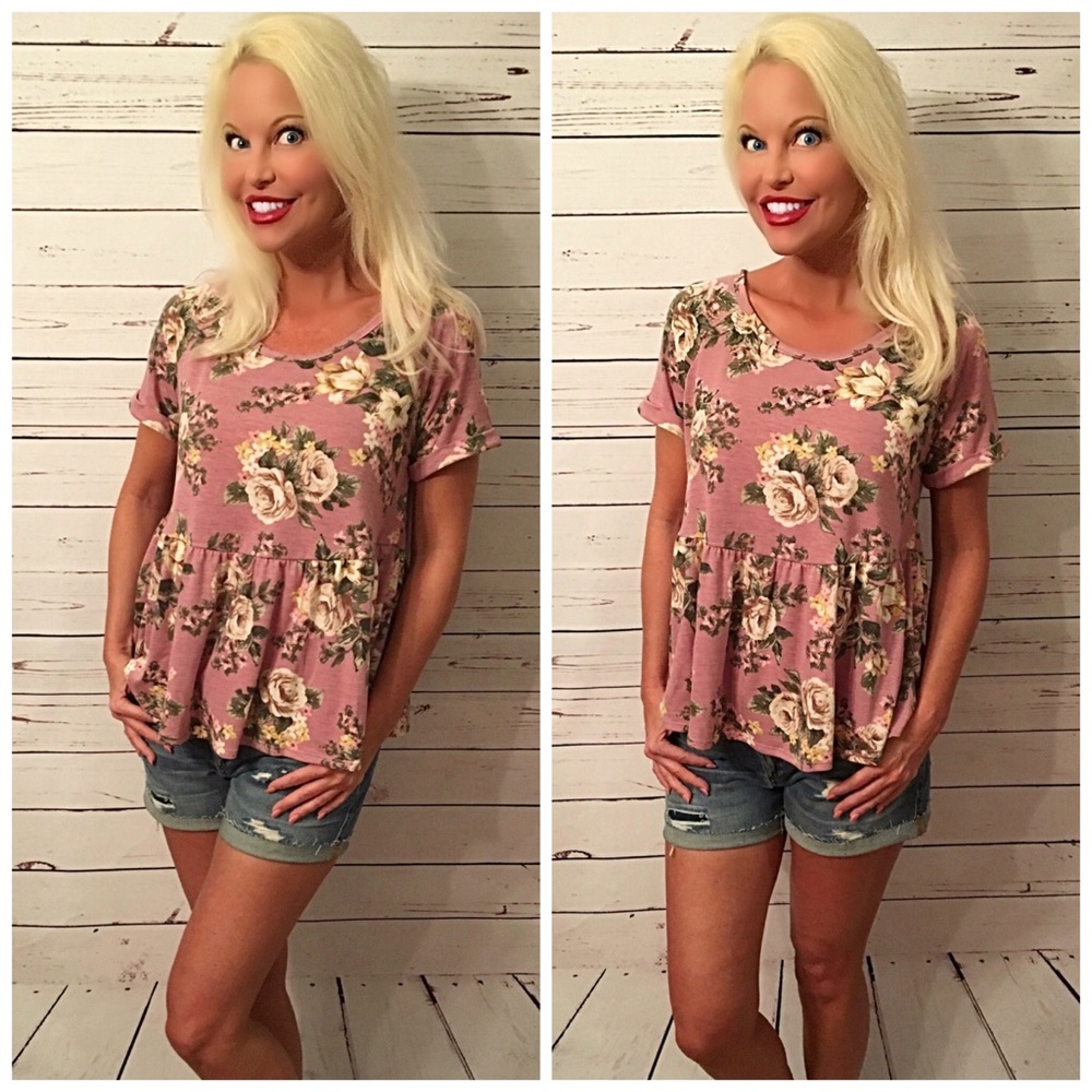 LAST ONE! 🌸So soft Mauve floral top - Picture 2 of 3