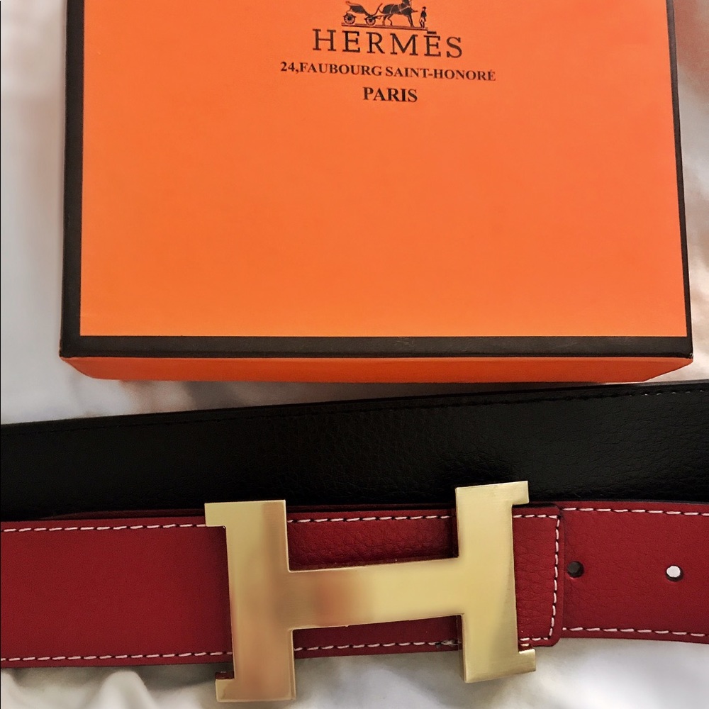 Hermes reversal belt black / red size UA