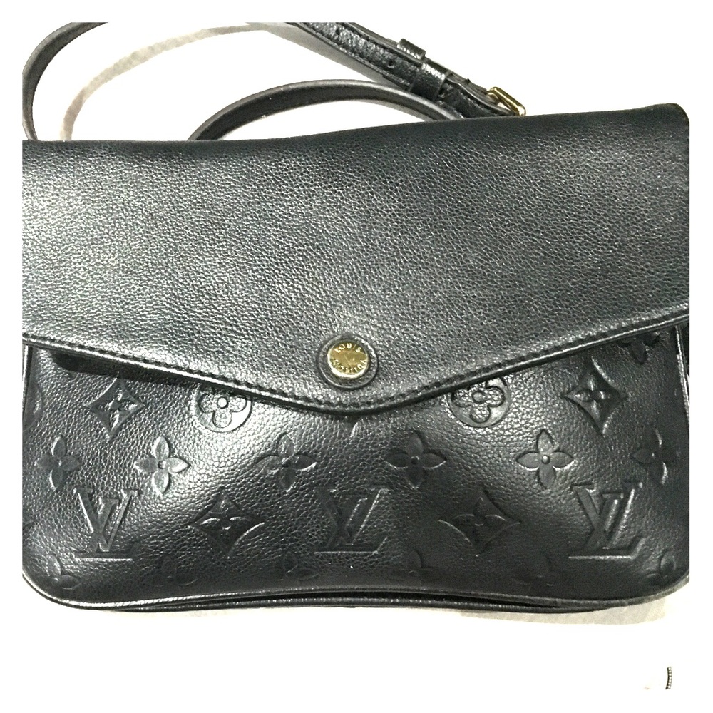 Black leather LV cross body
