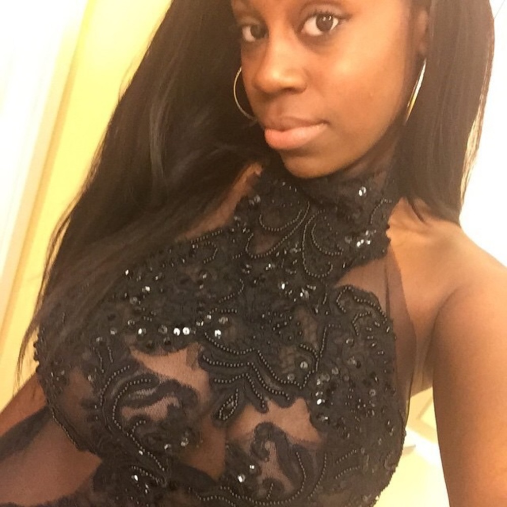 Custom made embroidered sequin black dress