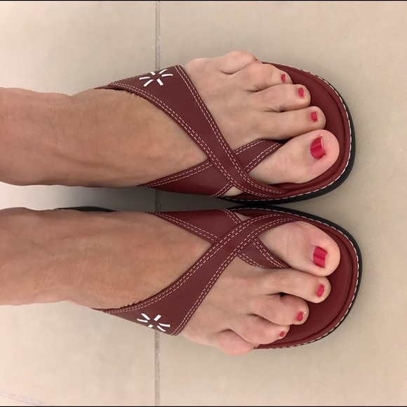 Clarks Shoes Red Clarks Sandals Poshmark