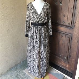 Black and Tan Print Dress
