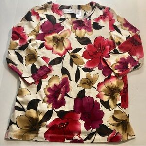 Alfred Dunner embellished floral print top -small