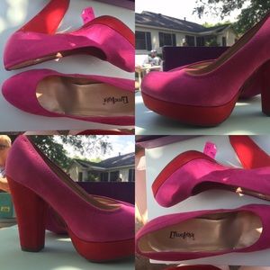LimeLight size 6 Pink and Red suede platform heel
