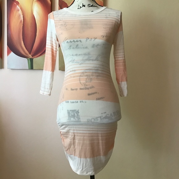 Blossom Apparel Peach & Ivory Striped Dress - Picture 3 of 8