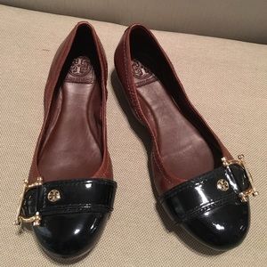 Tory Burch cognac/black flats 7.5