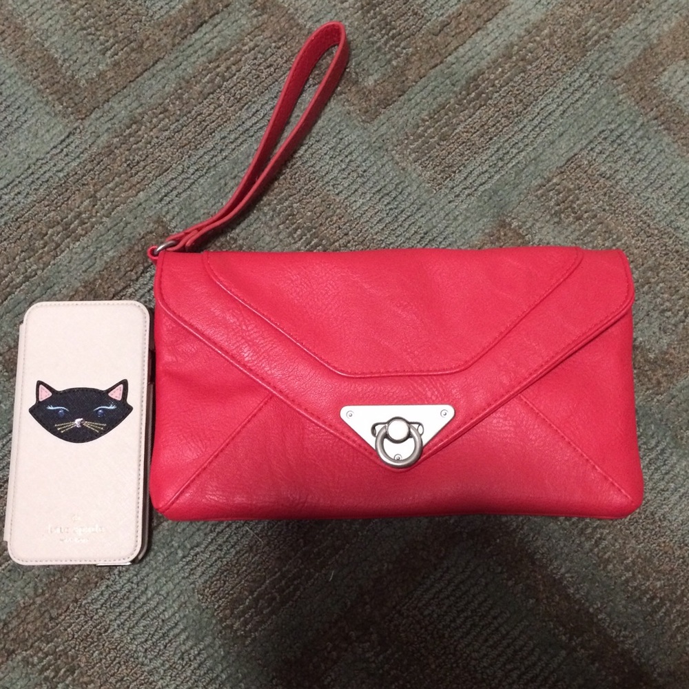 Red Wristlet Envelope Clutch