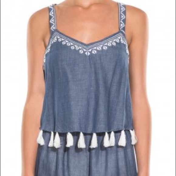 Shoshanna Chambray Embroidered Romper - Picture 2 of 3