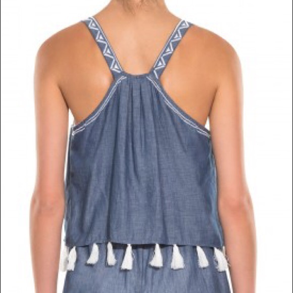 Shoshanna Chambray Embroidered Romper - Picture 3 of 3