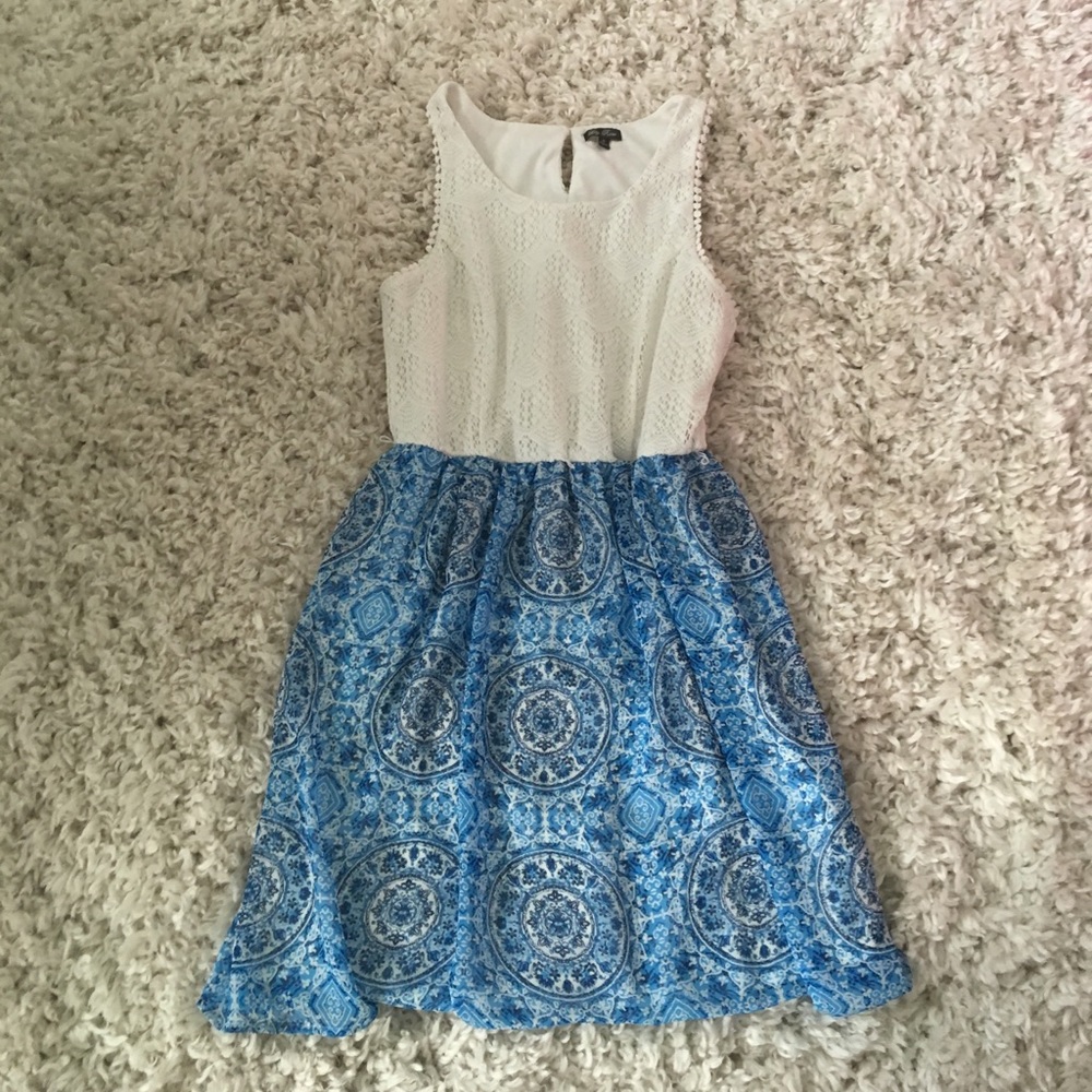White and blue dress