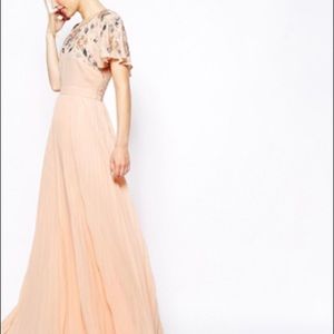 ASOS Embellished Sleeve Pleated Maxi