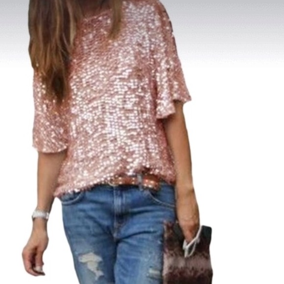 💕Arrival-Off Shoulder Sequin Glitter Top (S-XXL - Picture 3 of 5