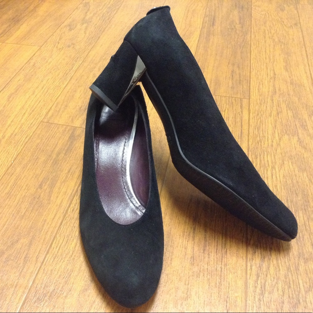 Stuart Weitzman suede block heel pumps