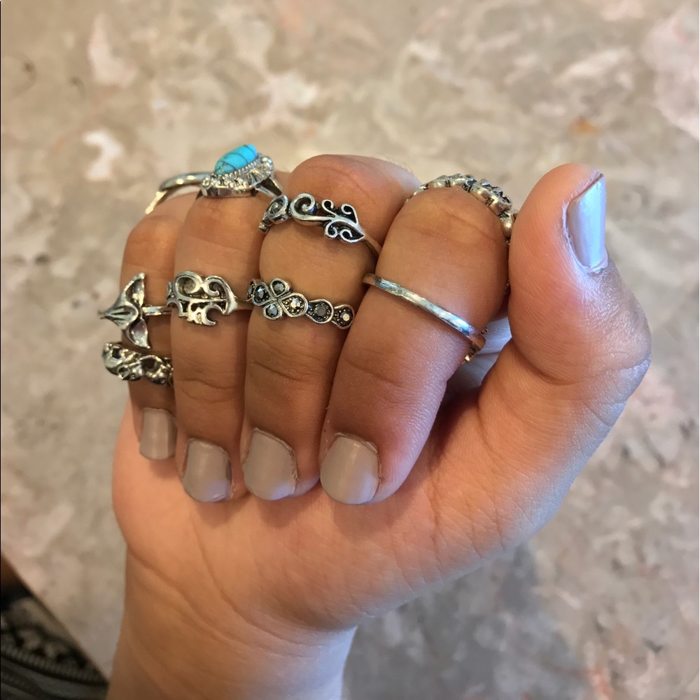 Silver & Turquoise Midi Rings - Picture 2 of 3