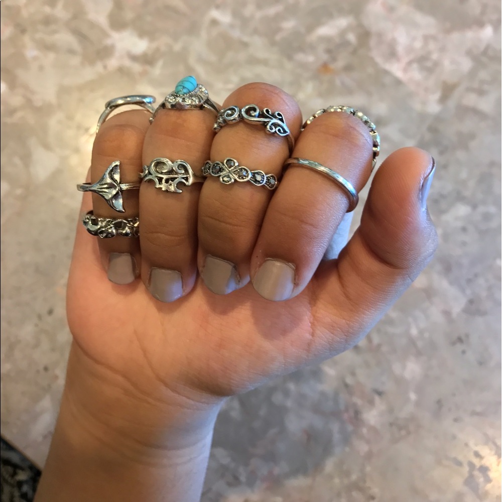 Silver & Turquoise Midi Rings - Picture 3 of 3
