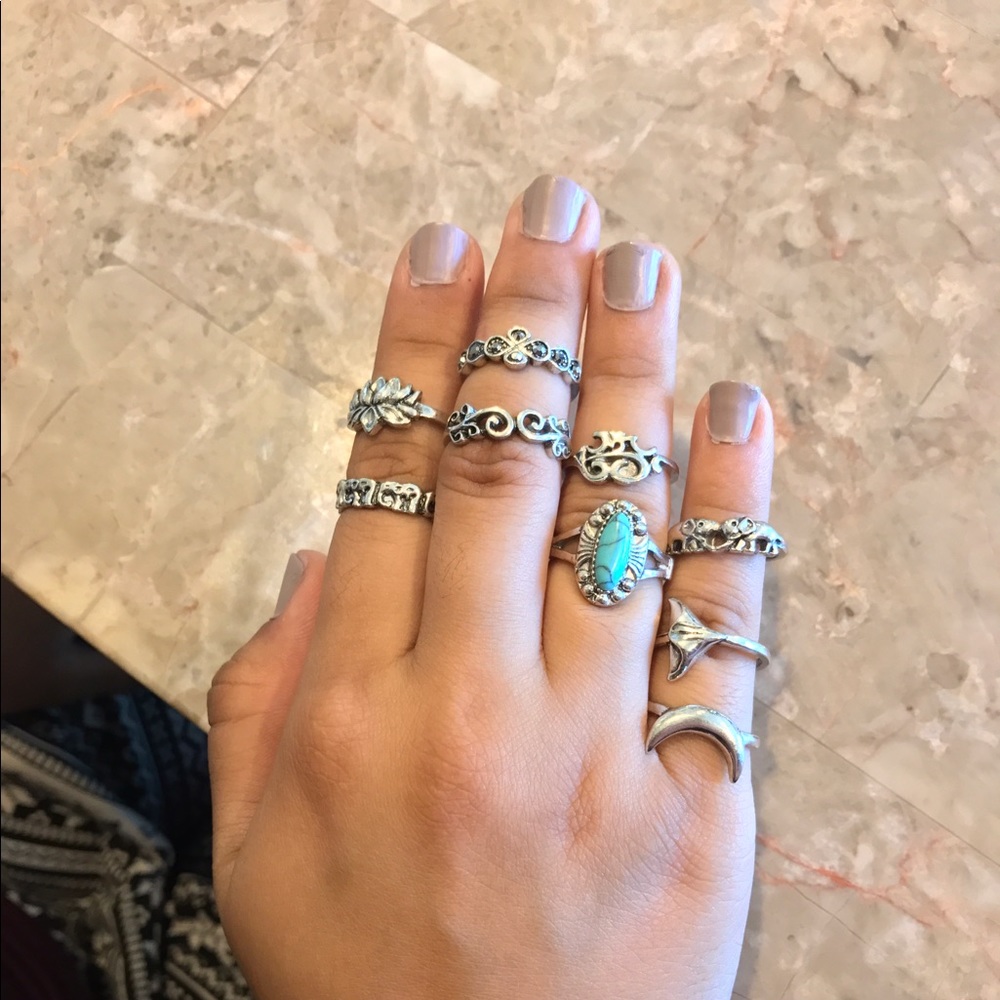 Silver & Turquoise Midi Rings