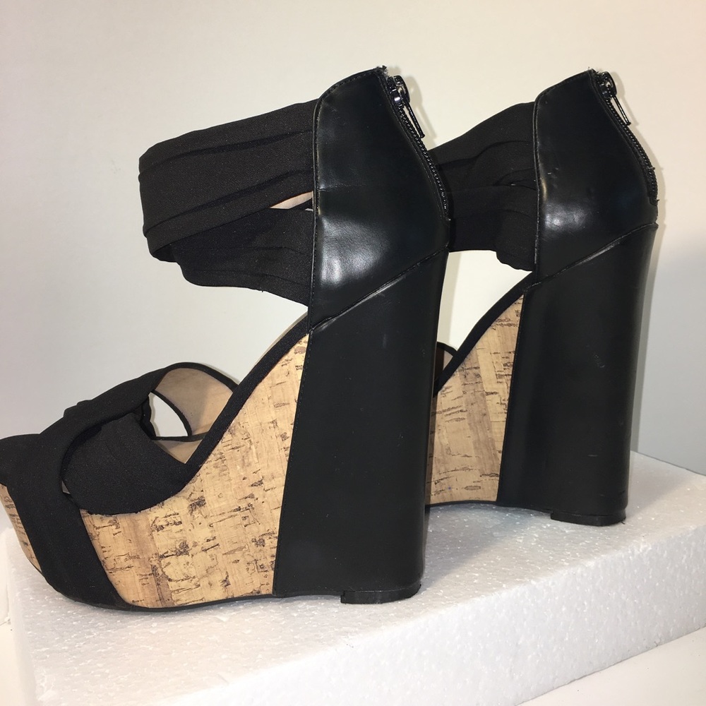 Zipper back Ankle strap wedges