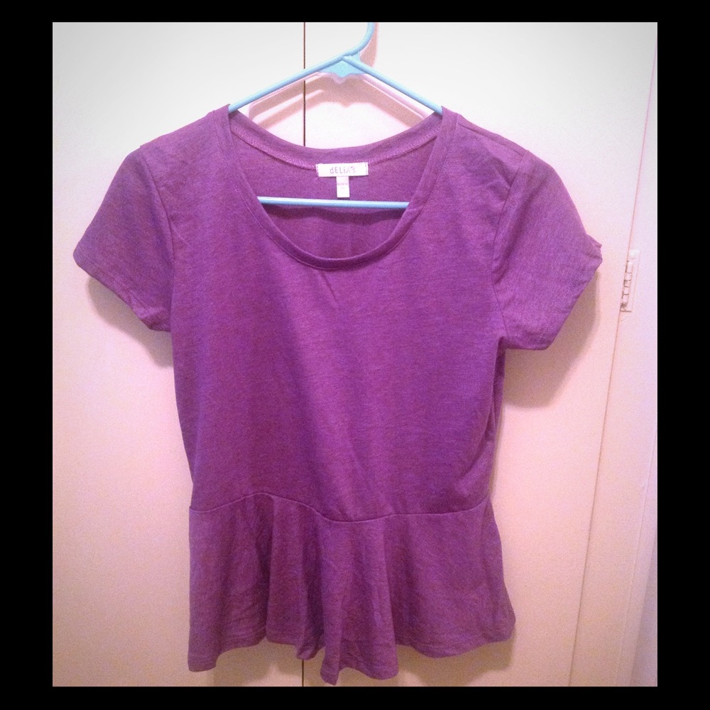 Delias large purple peplum shirt