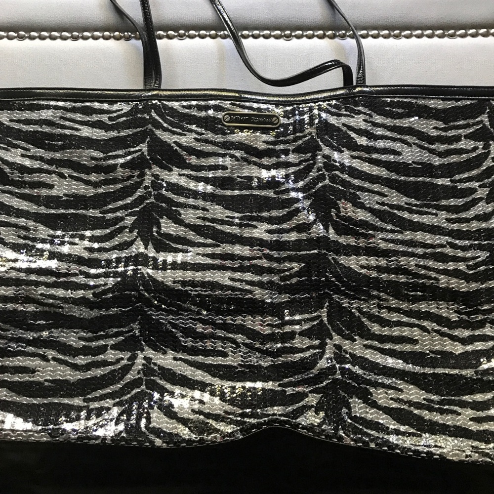 Betsey Johnson Sequin Oversized Zebra Tote