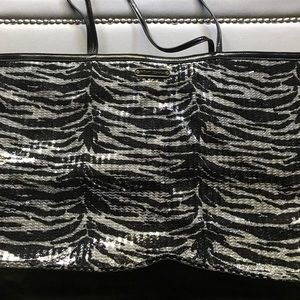 Betsey Johnson Sequin Oversized Zebra Tote