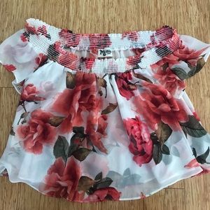 Show Me Your Mumu rose patterned off shoulder top!
