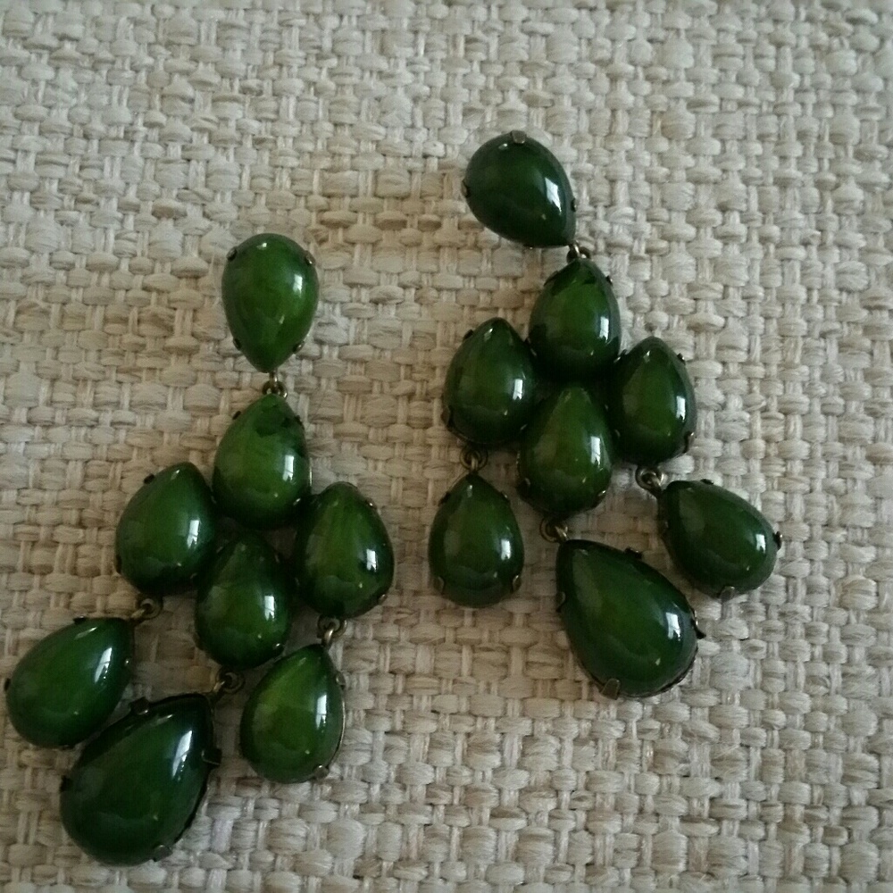 Dark Green Drop Earrings
