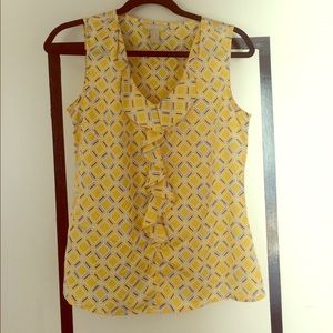 Banana republic yellow geometric shirt