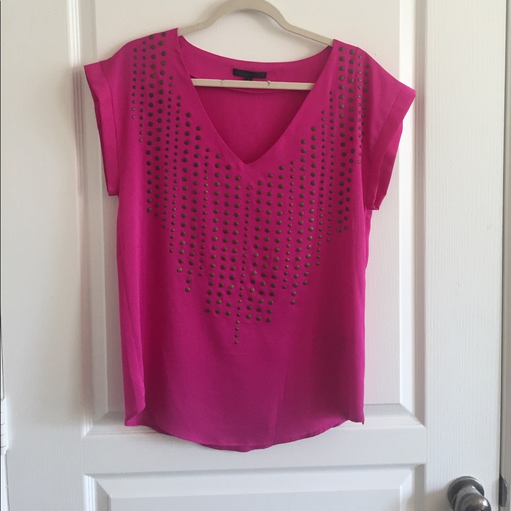 Pink silk top.