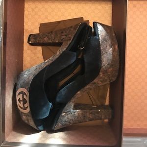 Authentic Gucci suede platform heels