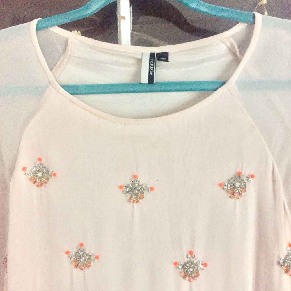 Topshop blush beaded / sequin top