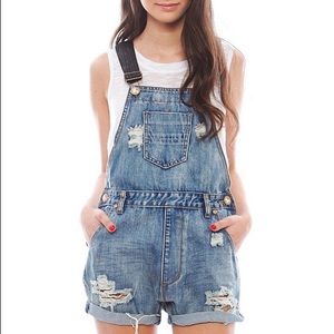 Denim & Leather Overalls