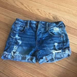Ripped jean shorts