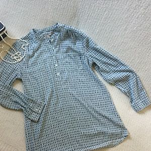 Beautiful Blue and Black Print Blouse