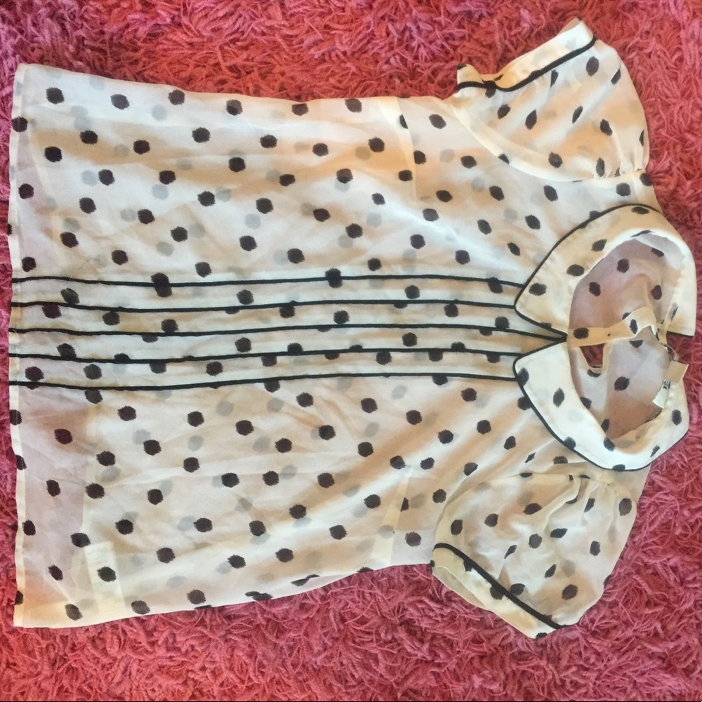 Vintage Polka-Dot Peter Pan Collar Shirt