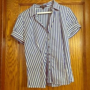 Express button down classic striped blouse