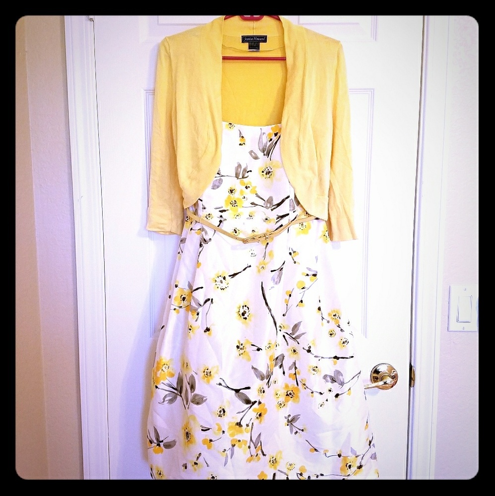 Jessica Howard Floral Fit & Flare Dress with Shrug