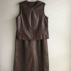 Genuine leather vest and long skirt set size 12