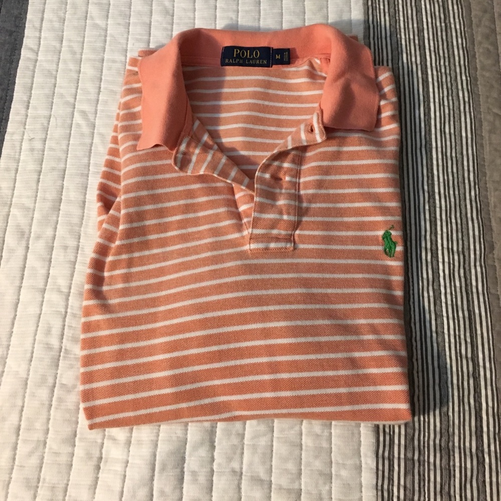 Orange and white polo