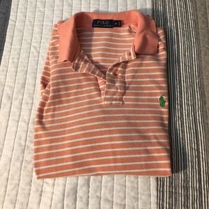 Orange and white polo