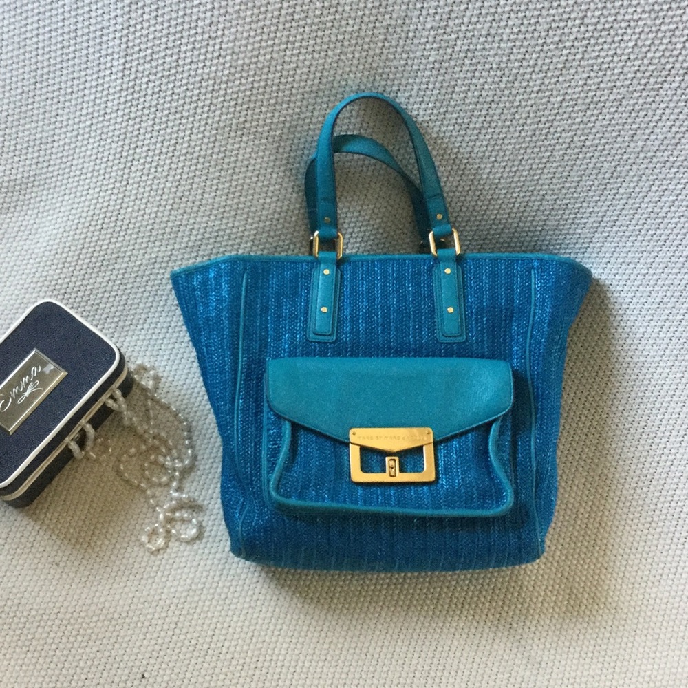 Fabulous Marc Jacobs Teal Tote with Gold Detail