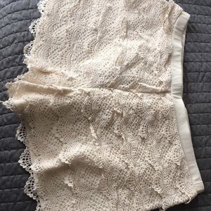 Cream colored lace shorts