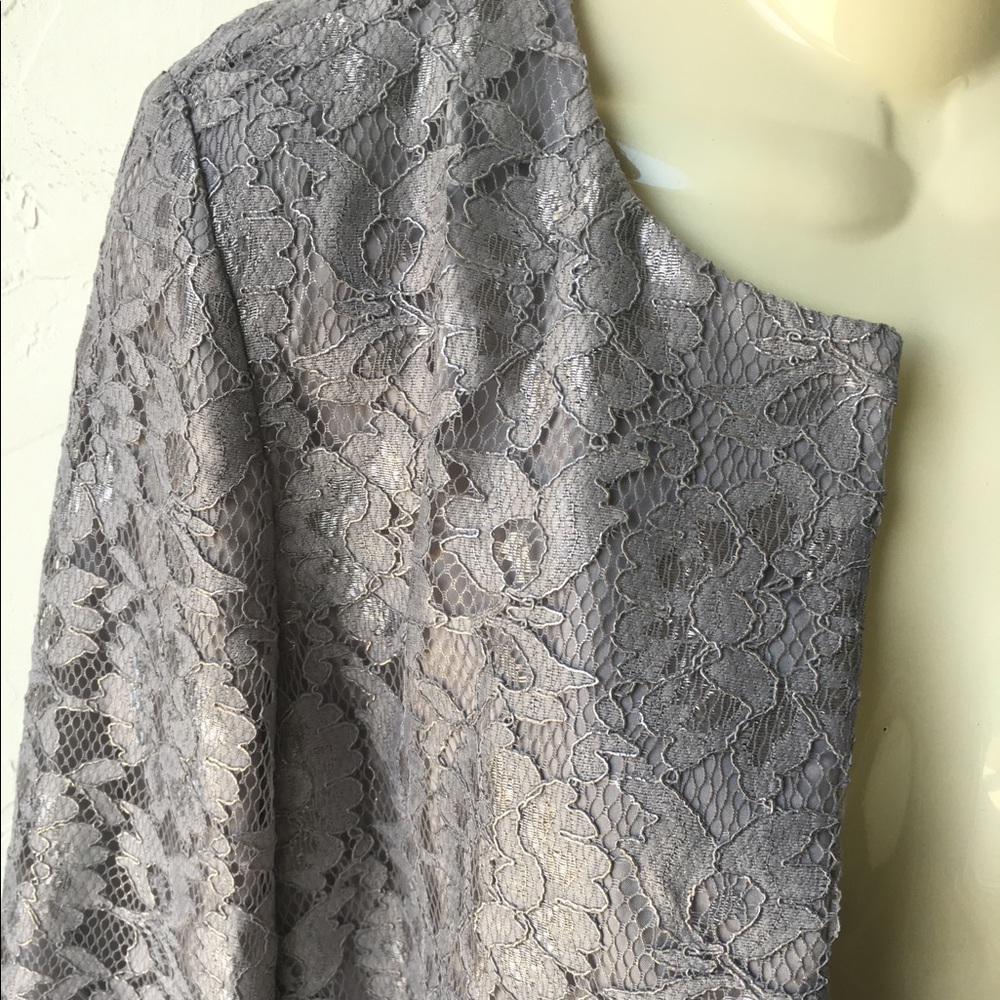 CHICO'S grey lace lightweight blazer w/pockets EUC - Picture 2 of 8