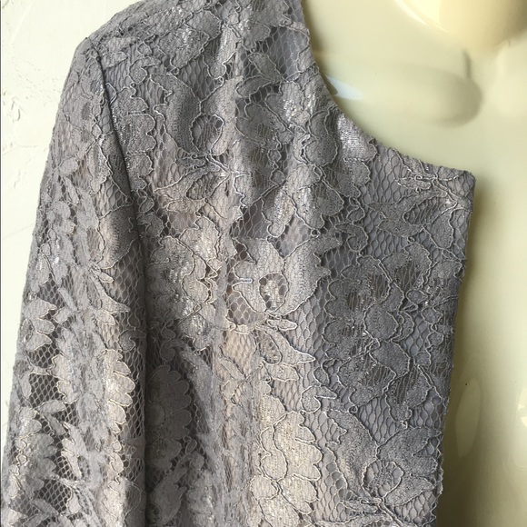 CHICO'S grey lace lightweight blazer w/pockets EUC - Picture 2 of 8