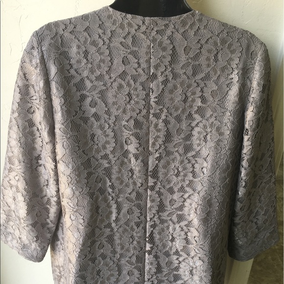 CHICO'S grey lace lightweight blazer w/pockets EUC - Picture 6 of 8