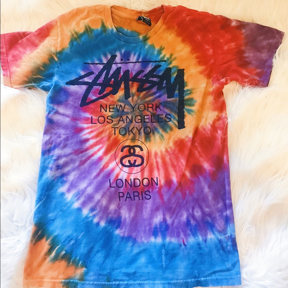 Men's Small Stussy World Tour Tie Dye Tee