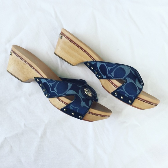 Coach Shoes Coach Slip On Wooden Wedge Clogs Mules Poshmark